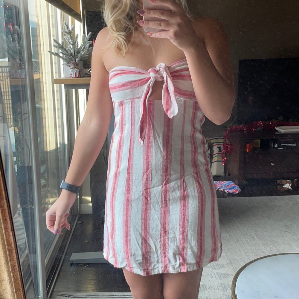 Striped linen shift dress